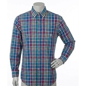 Chaps Button Down Shirt Mens Large Tall Colorful Easy Care Long Sleeve Casual